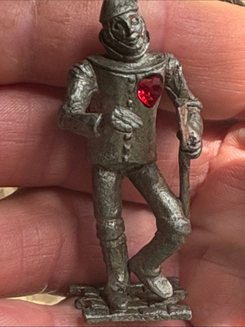Vintage Comstock Pewter Tin Man Figurine 0173 Wizard of Oz Crystal Heart